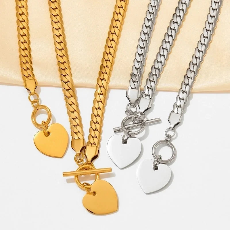 Fashion Heart Shape Stainless Steel Plating Bracelets Necklace