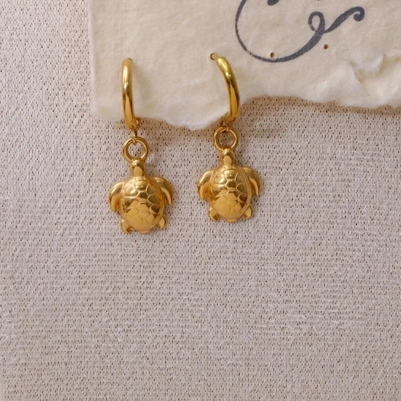 1 Pair Funny Romantic Scallop Fish 304 Stainless Steel 18K Gold Plated Drop Earrings