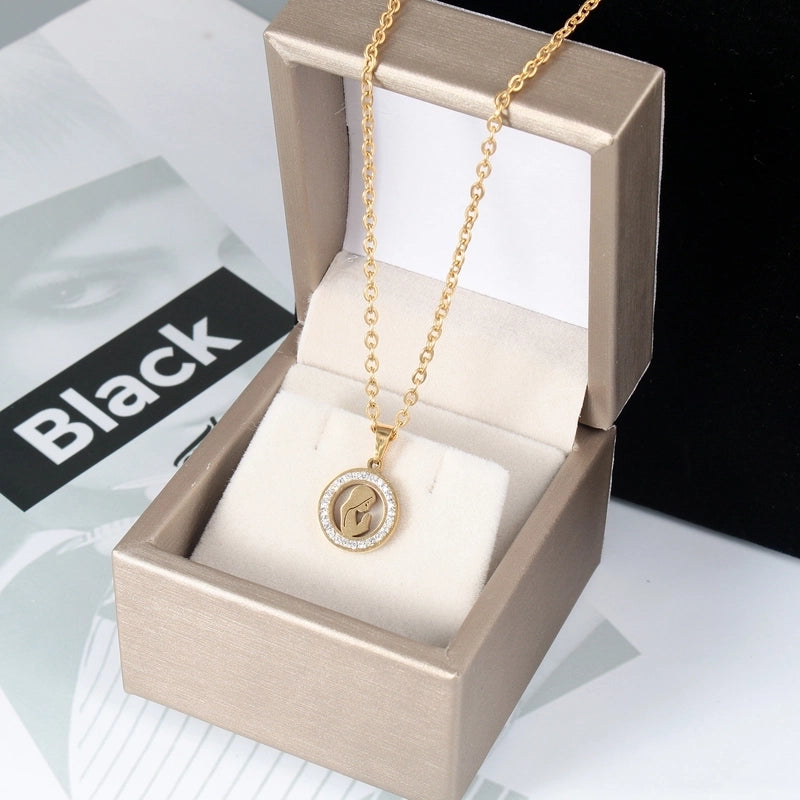 Fashion Heart Shape Stainless Steel Titanium Steel Plating Inlay Zircon Pendant Necklace 1 Piece