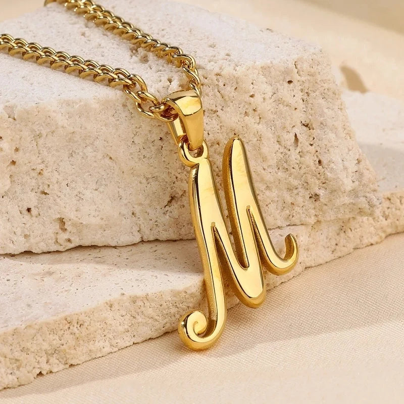 Casual Minimalist Letter 304 Stainless Steel 18K Gold Plated Pendant Necklace