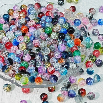 50 PCS/Package Diameter 10mm Diameter 8mm Glass Crackle Glass Beads Round Jewelry Accessories