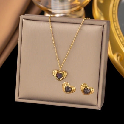 304 Stainless Steel 18K Gold Plated Retro Plating Flower Acrylic Artificial Rhinestones Resin Earrings Necklace