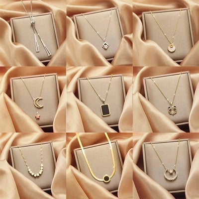 2 Pieces Titanium Steel Vintage Style Tassel Plating Doll Constellation Crown Pendant Necklace