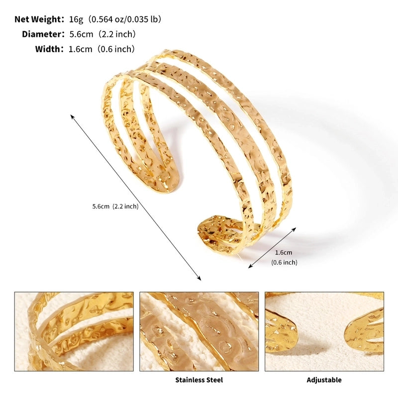 Modern Style Geometric Plant 304 Stainless Steel 18K Gold Plated Bangle In Bulk