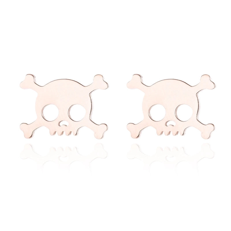 Unisex Minimalist Skull Stainless Steel No Inlaid Ear Studs Stainless Steel Earrings