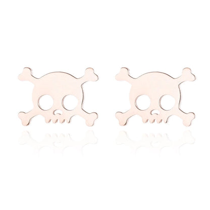 Unisex Minimalist Skull Stainless Steel No Inlaid Ear Studs Stainless Steel Earrings