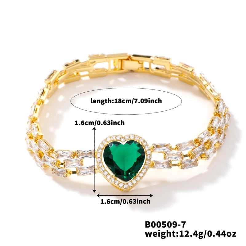 Copper K Gold Plated Inlay Water Droplets Zircon Bracelets