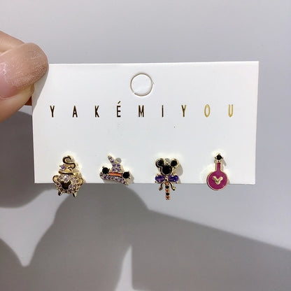 1 Set Halloween Yakemiyou Exaggerated Funny Universal Hat Spider Enamel Inlay Copper Zircon 14K Gold Plated Drop Earrings