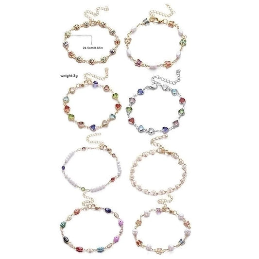 Cute Vintage Style Funny Devil's Eye Heart Shape Butterfly Copper Plating Bracelets