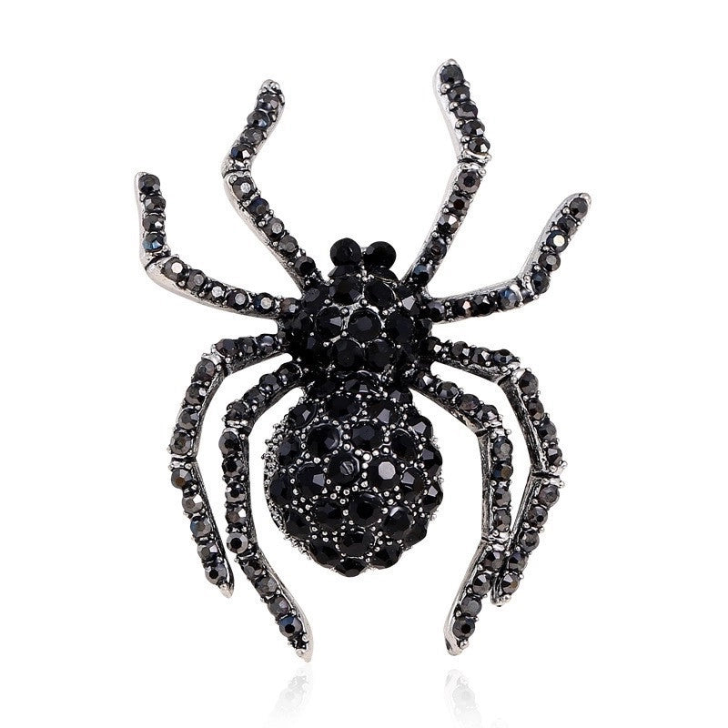 Retro Pin Spider Zinc Alloy Inlay Rhinestones Unisex Brooches