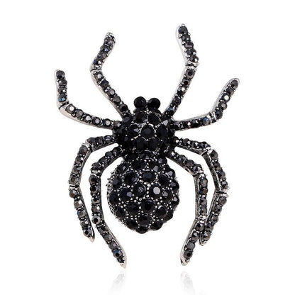 Retro Pin Spider Zinc Alloy Inlay Rhinestones Unisex Brooches