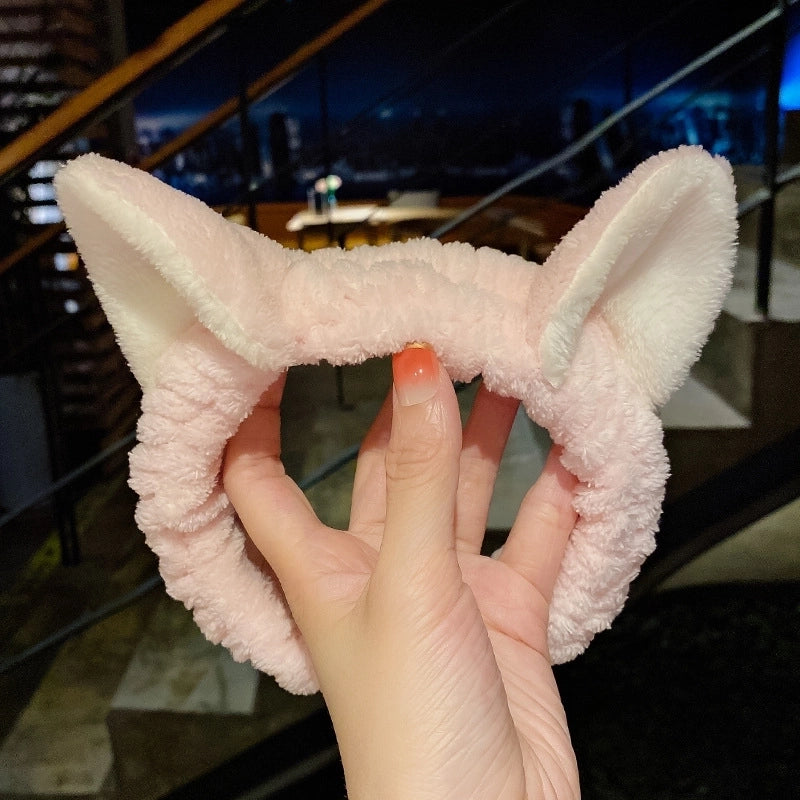 Cat Ears Hair Band Hair Band Korean Plush Internet Celebrity Rabbit Ear Hair Accessories Bow Face Wash Hair Band