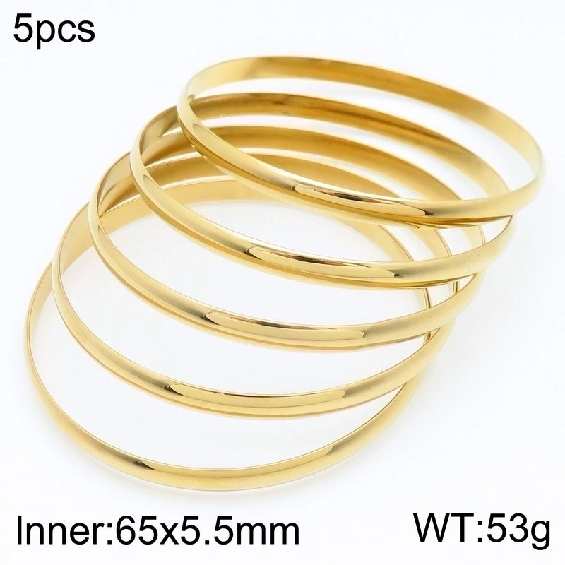 Minimalist Round Stainless Steel 18K Gold Plated Bangle In Bulk