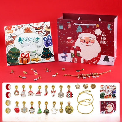 24 Grid Christmas Bracelet Blind Box Set Snowflake Drop Oil Beaded Bracelet Blue Glass Bottle Elderly Bell