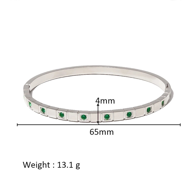 Minimalist Shiny Solid Color 316L Stainless Steel 18K Gold Plated Zircon Bangle In Bulk