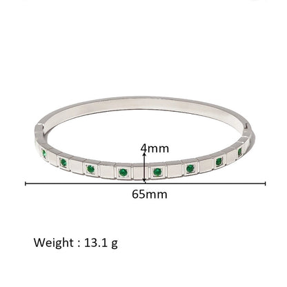 Minimalist Shiny Solid Color 316L Stainless Steel 18K Gold Plated Zircon Bangle In Bulk