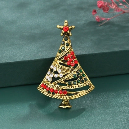Cartoon Style Pin Christmas Tree Alloy Enamel Rhinestones Unisex Brooches