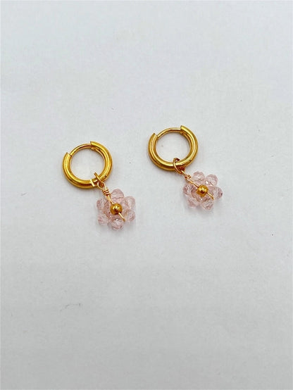 1 Pair Pastoral Flower Inlay 304 Stainless Steel Plastic Stainless Steel Earrings