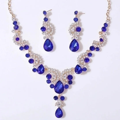 Bridal Geometric Alloy Inlay Rhinestones Earrings Necklace