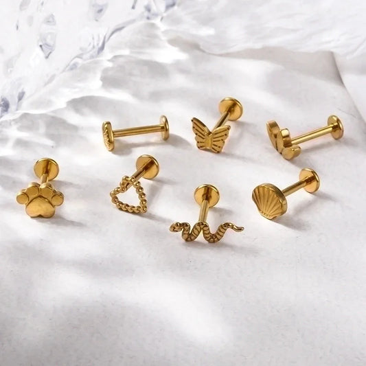 1 Piece Lip Rings Fashion Heart Shape Pure Titanium Plating