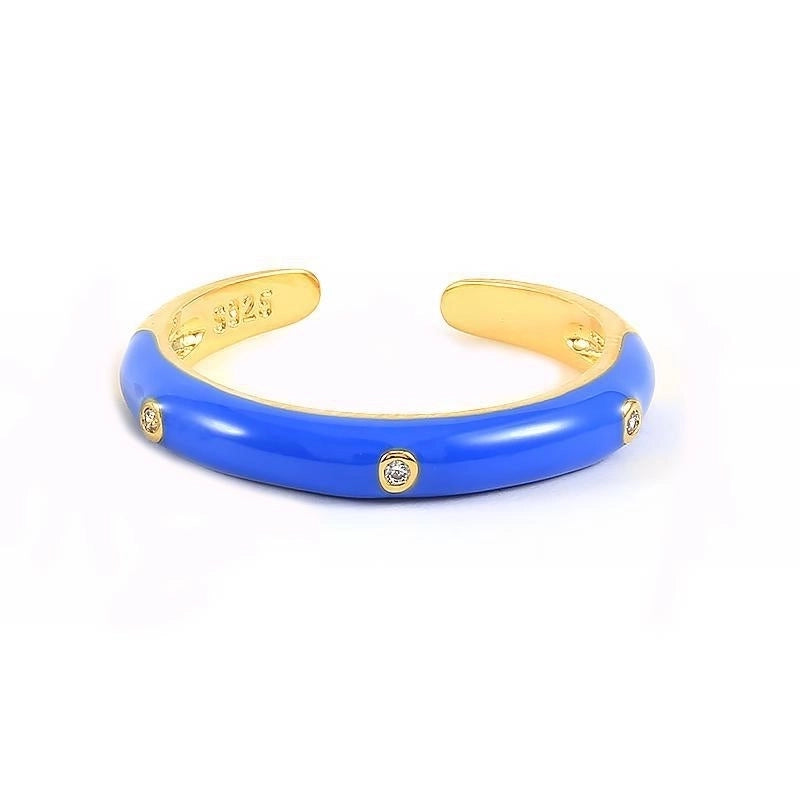 European And American Personality Inlaid Zircon Drop Oil Plating 18k Gold Copper Ring