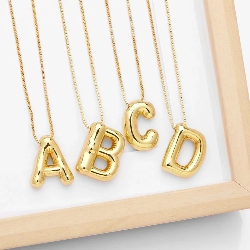 Minimalist Letter Copper Plating 18k Gold Plated Necklace Pendant