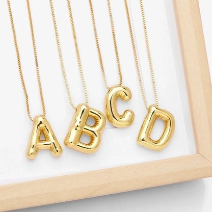 Minimalist Letter Copper Plating 18k Gold Plated Necklace Pendant