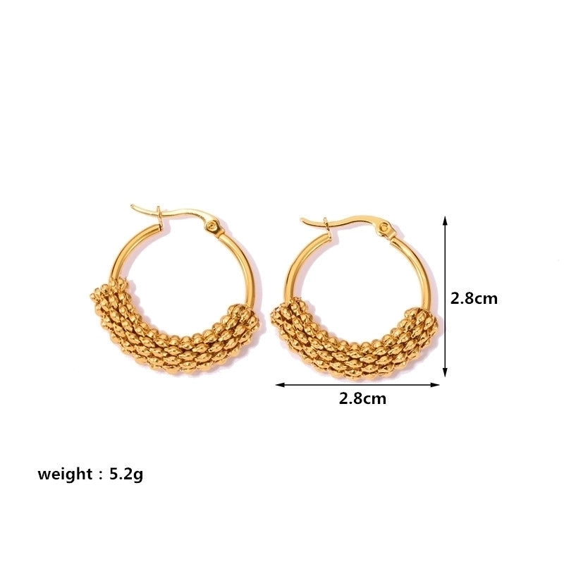 1 Pair Casual Minimalist Geometric Plating Mesh Stainless Steel Hoop Earrings