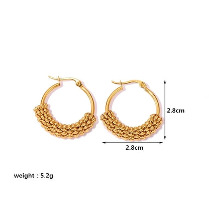 1 Pair Casual Minimalist Geometric Plating Mesh Stainless Steel Hoop Earrings