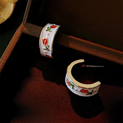 Mid-century Modern Round Geometric Copper Electroplating Earrings