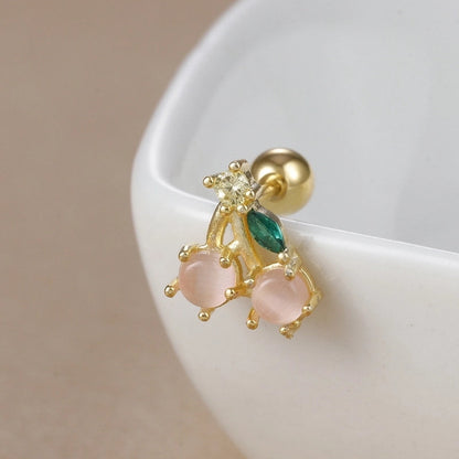 1 Piece Ear Cartilage Rings & Studs IG Style Ice Cream Heart Shape Candy 304 Stainless Steel Inlay Zircon 18K Gold Plated Ear Cartilage Rings & Studs