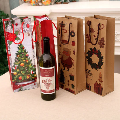 Christmas Gift Bag Christmas Kraft Paper Bag Red Wine Bag Wine Bottle Bag Christmas Home Supplies