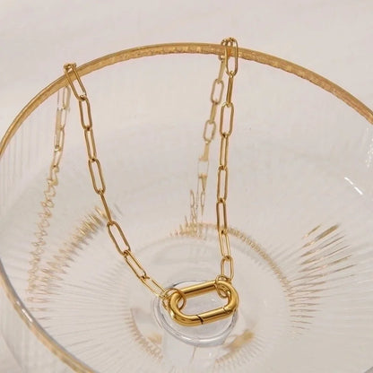 Casual Basic Commute Round Solid Color Rectangle 304 Stainless Steel 18K Gold Plated Pendant Necklace