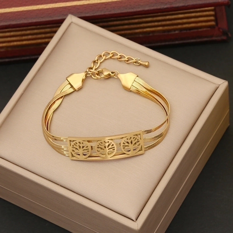 IG Style Basic Heart Shape Stainless Steel 18K Gold Plated Bracelets In Bulk