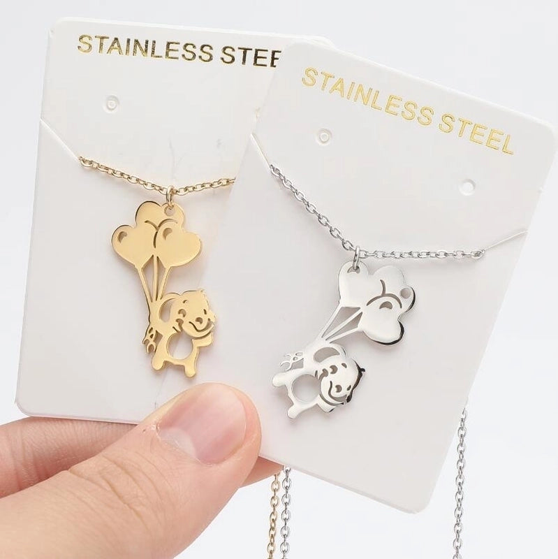 Titanium Steel Fashion Plating Hollow Out Human Face Letter Moon Pendant Necklace