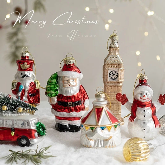 Christmas Minimalist Santa Claus Glass Holiday Daily Ornaments