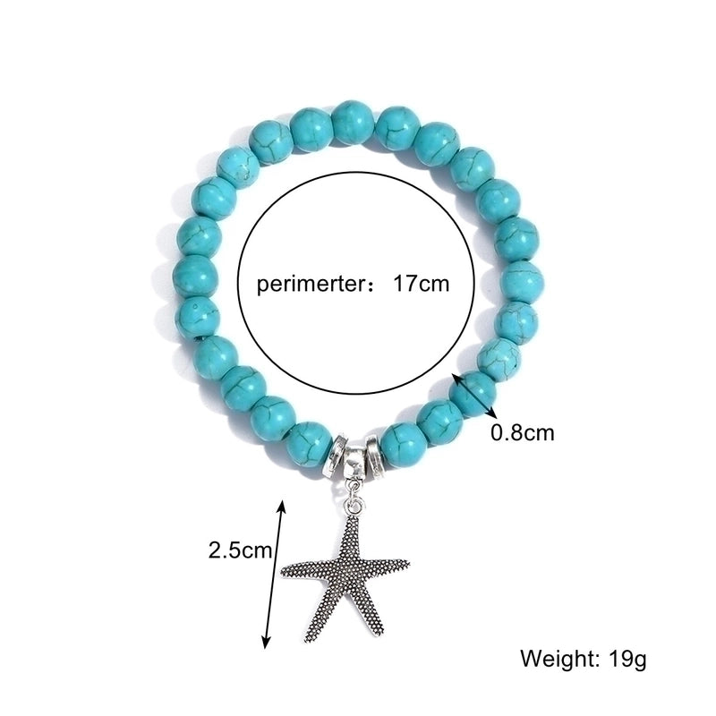 Fashion Starfish Butterfly Turquoise Beaded Women\'s Bracelets 1 Piece