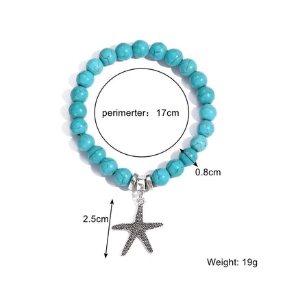 Fashion Starfish Butterfly Turquoise Beaded Women\'s Bracelets 1 Piece