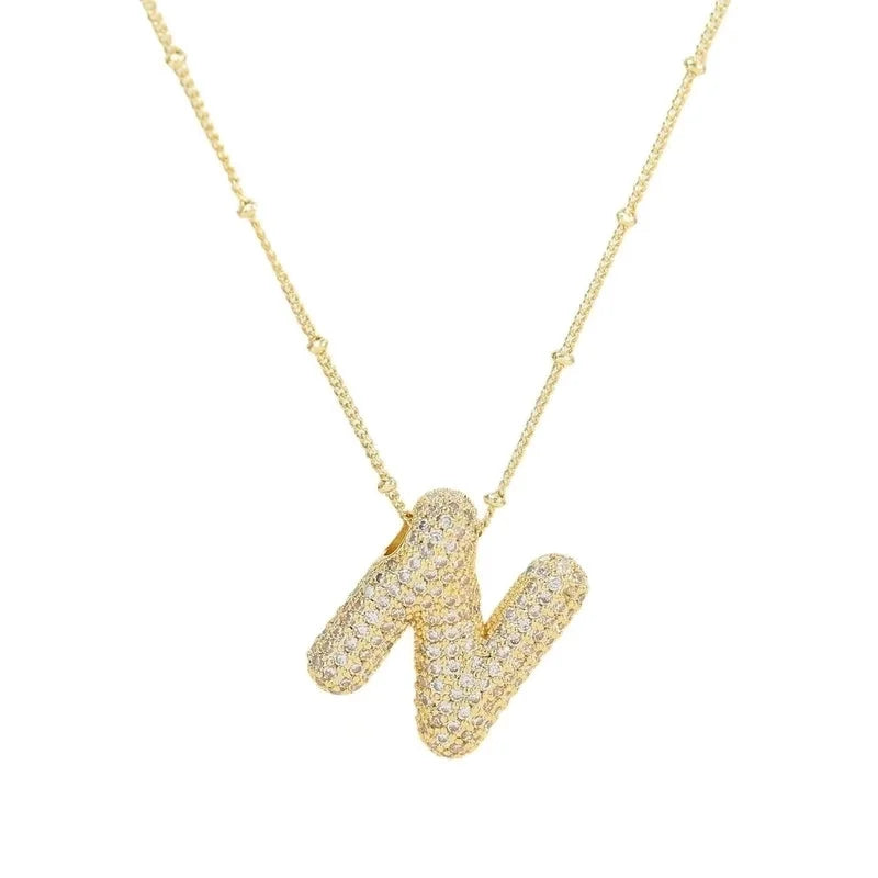 Casual Hip-Hop Rock Letter 304 Stainless Steel Copper Inlay 18K Gold Plated Zircon Pendant Necklace