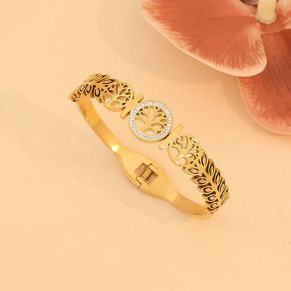 Fashion Flower Stainless Steel Electroplating Bangles
