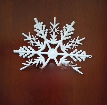 4 Plastic White Christmas Snowflake Film Festival Site Christmas Decoration Props Snowflake Hanging 10cm