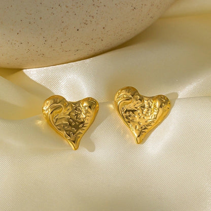 1 Pair Basic Minimalist Irregular Heart Shape Plating Titanium Steel Ear Studs