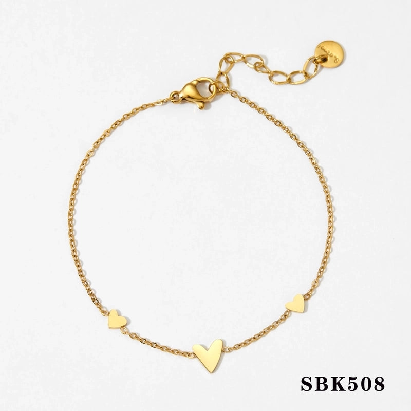 Modern Style Minimalist Heart Shape 304 Stainless Steel 316 Stainless Steel No Inlaid 16K Gold Plated White Gold Plated Gold Plated Bracelets Anklet Necklace