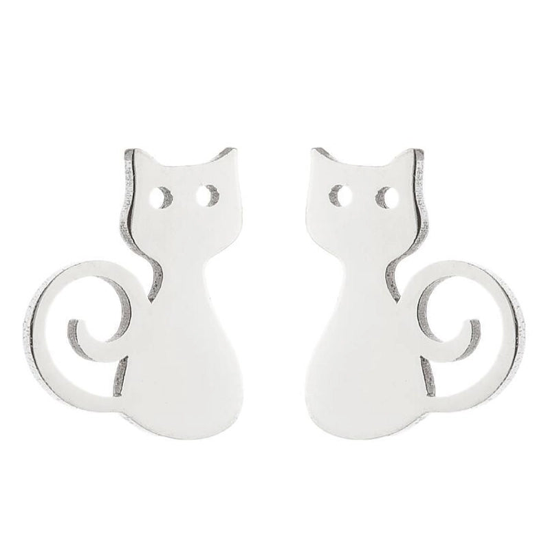 1 Pair Fashion Cat 304 Stainless Steel 18K Gold Plated Ear Studs