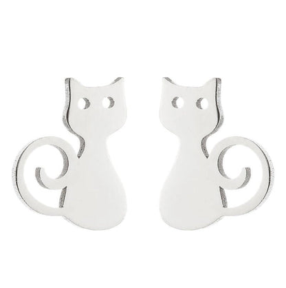1 Pair Fashion Cat 304 Stainless Steel 18K Gold Plated Ear Studs