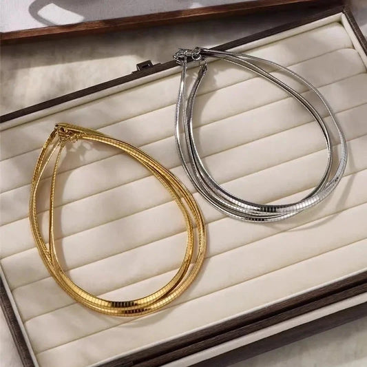 Exaggerated Minimalist Solid Color 316L Stainless Steel 18K Gold Plated Irregular Choker