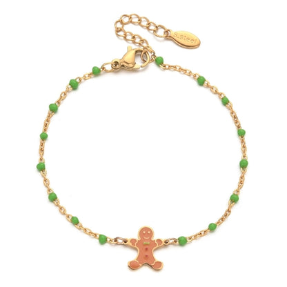 2 Pieces Cartoon Style Cute Gingerbread Stainless Steel Bracelets In Bulk Christmas