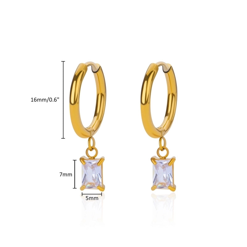 1 Pair Elegant Streetwear Geometric Plating 304 Stainless Steel Zircon Drop Earrings
