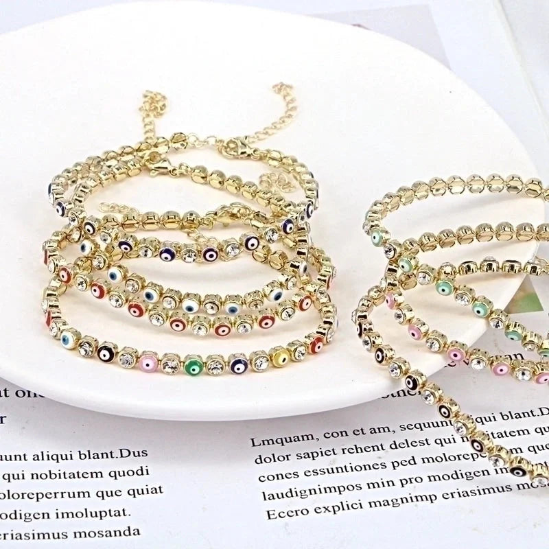 European And American New Fashion Copper Chain Inlaid Zircon Oil Dripping Devil\'s Eye Bracelet