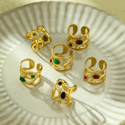 Lady Geometric 304 Stainless Steel Plating Open Rings